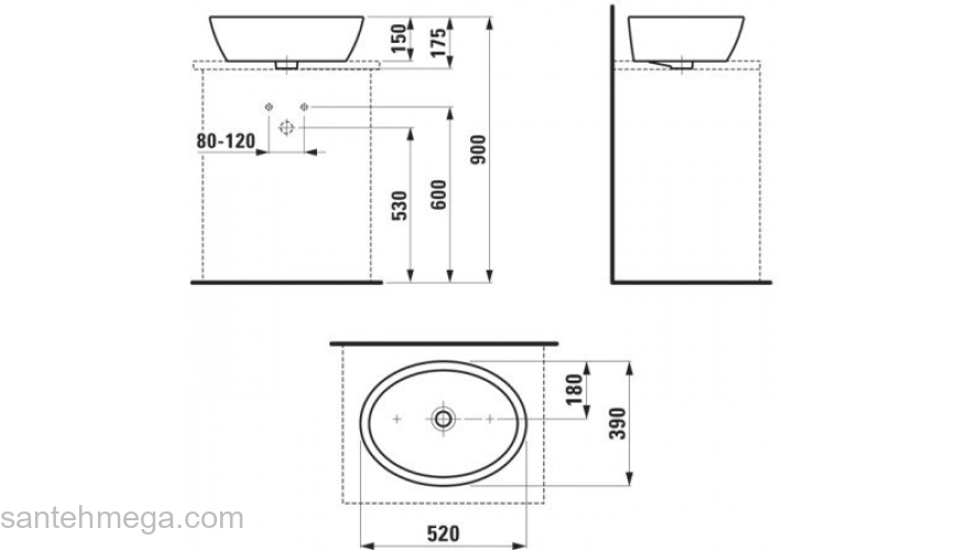 Раковина накладная LAUFEN Pro 52х39 8.1296.4.000.109.1. Фото