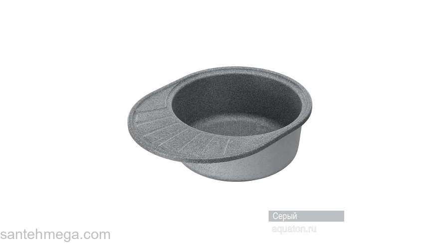 Мойка для кухни Акватон Чезана круглая с крылом серая 1A711232CS230. Фото