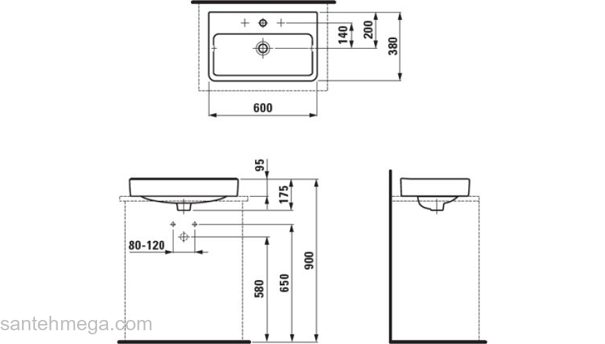 Раковина накладная LAUFEN Pro S 60x38 8.1295.3.000.104.1. Фото