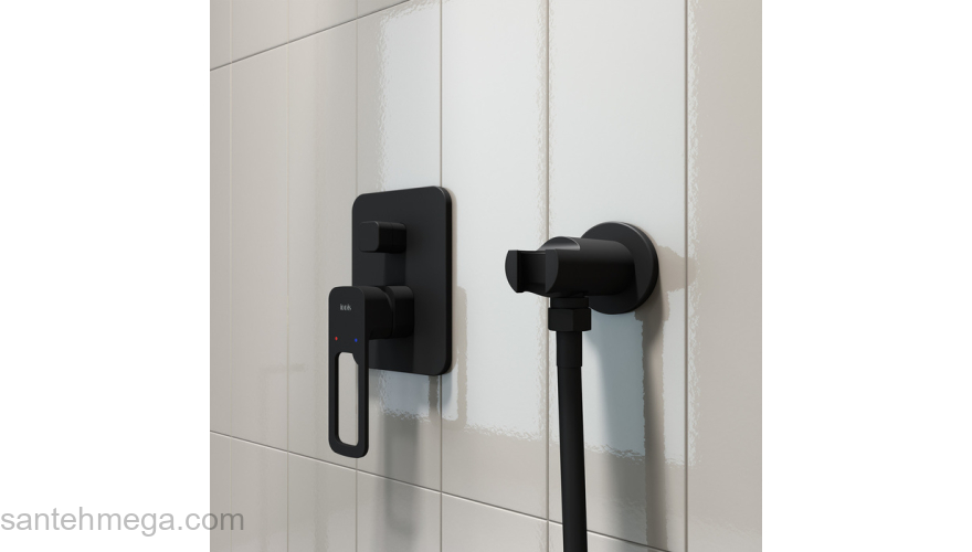 Выход для шланга с держателем для лейки черный IDDIS 003BL01i62. Фото