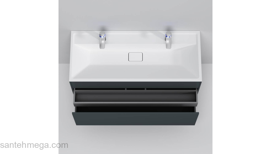 База под раковину подвесная 120 см, 3 ящика, графит матовый AM.PM Inspire 2.0 M50AFHX1203GM. Фото