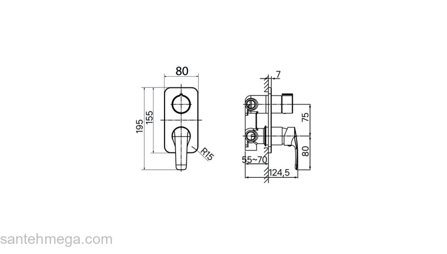 Встраиваемый смеситель с тремя выходами черный матовый Ray IDDIS RAYBL00i68. Фото