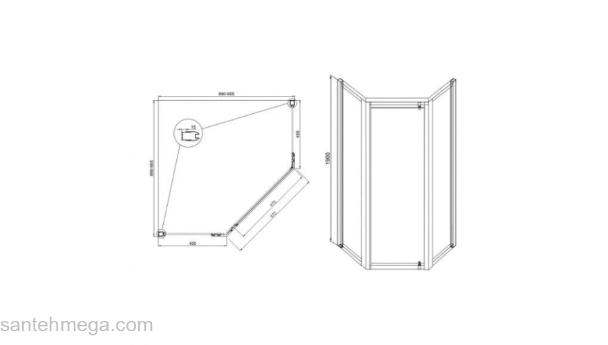 Душевой угол AFFETTO Calypso 90х90 матовое стекло бронза. Фото