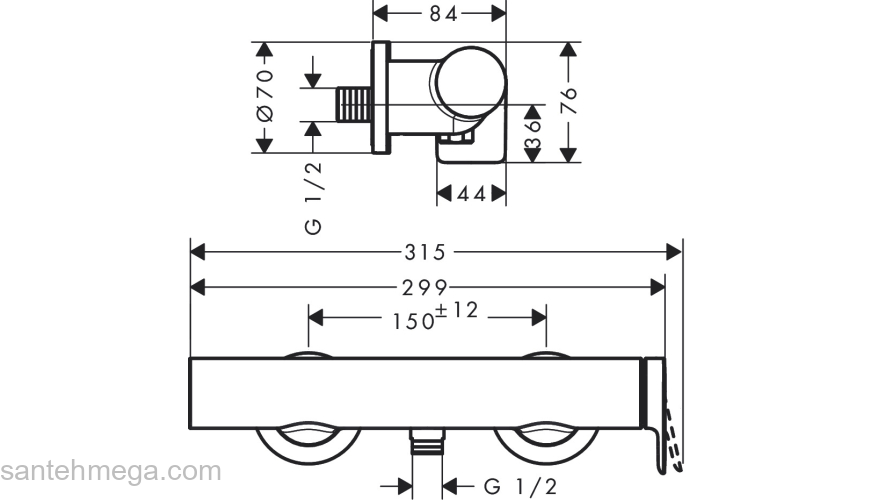 Vivenis Смеситель для душа, однорычажный, внешнего монтажа 75620670, матовый черный. Фото