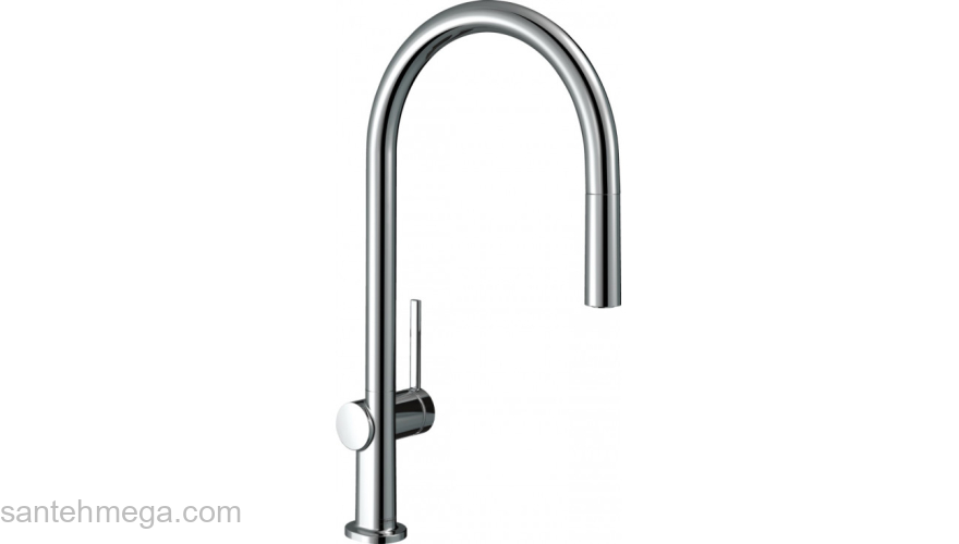Кухонный смеситель однорычажный, 210, с вытяжным изливом, 1jet, sBox Hansgrohe 72803000, хром. Фото