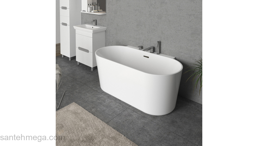 Ванна акриловая Azario MEDFORD 1700х800х580 пристенная, в комплекте с сифоном и металлической рамой MED17080. Фото