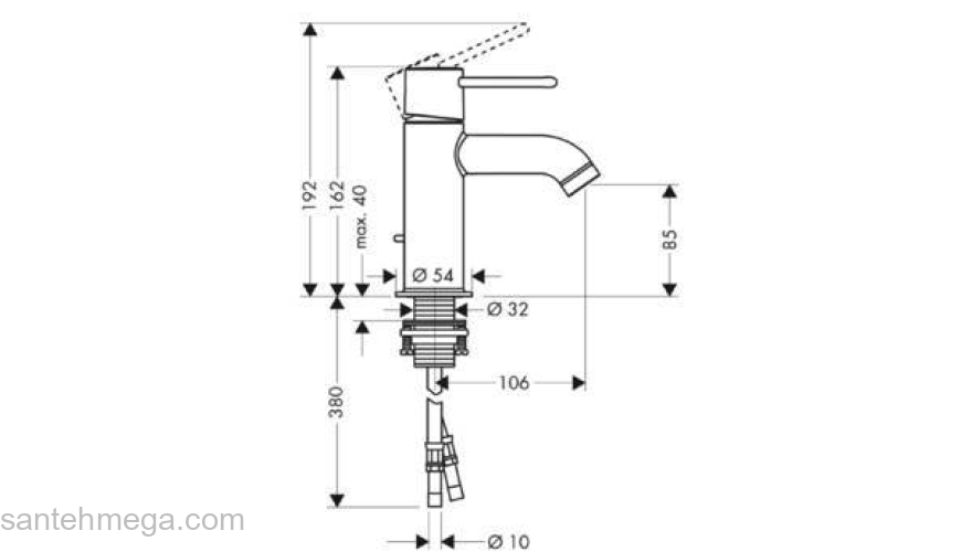 Смеситель для раковины AXOR Uno-2 38020000. Фото