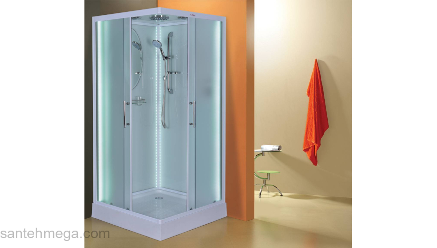 Душевая кабина ESBANO квадратная с крышей и LED освещением ESBANO-ES-L100CKR. Фото