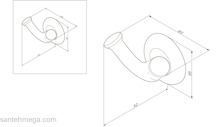 Двойной крючок для полотенец AM.PM Like A8035600 для ванной комнаты. Фото