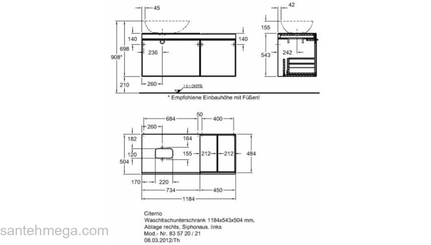 Тумба под раковину KERAMAG Citterio 835720000. Фото
