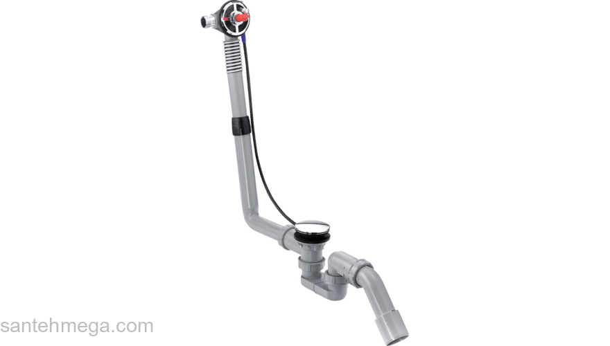 Скрытая часть излива Hansgrohe Exafill S на ванну с набором для слива и перелива для стандартных ванн 58115180. Фото