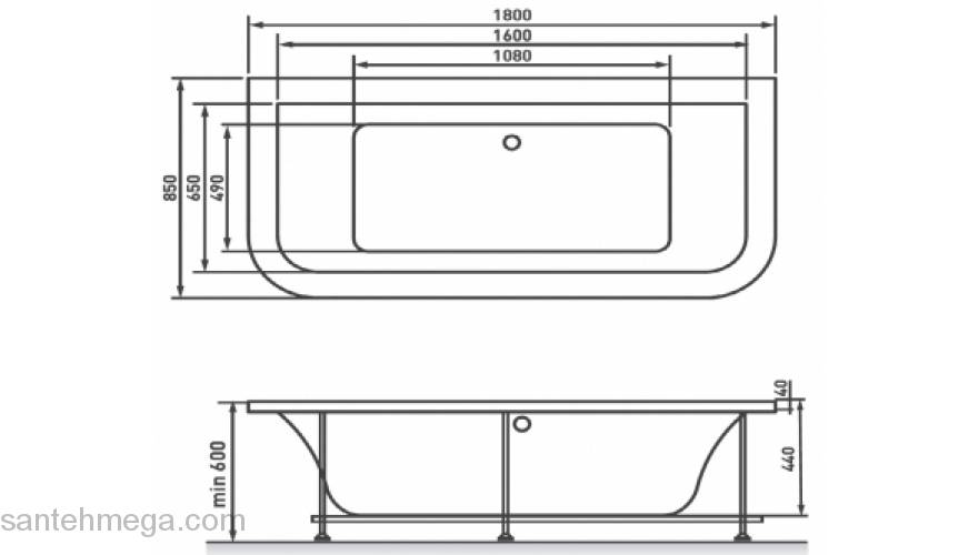 Ванна VAYER Options BTW 180х85. Фото