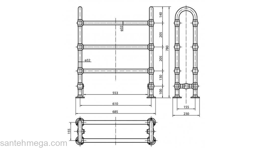 Полотенцесушитель напольный CEZARES NAPOLI-01. Фото