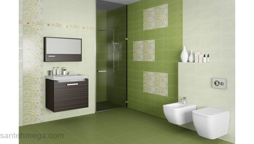 Unitile 010101003772 Плитка облицовочная Сакура 250х400 зелёный низ 02. Фото
