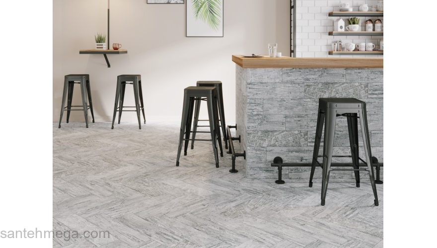 Euro Ceramics 15 LF 0005 Керамический гранит Лайфтайм 150х600 на белом серый. Фото