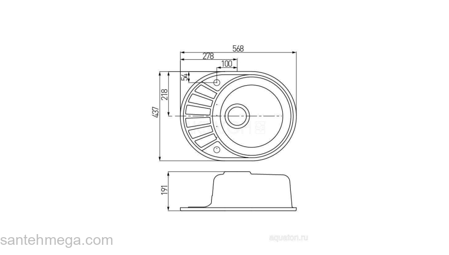 Мойка для кухни Акватон Чезана круглая с крылом песочная 1A711232CS220. Фото
