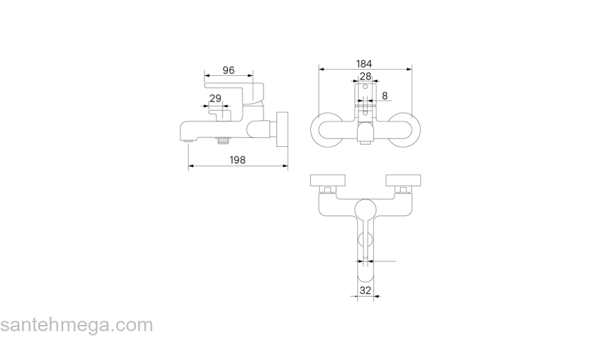 Cмеситель для ванны хром матовый Aiger IDDIS AIGBC00i02WA. Фото