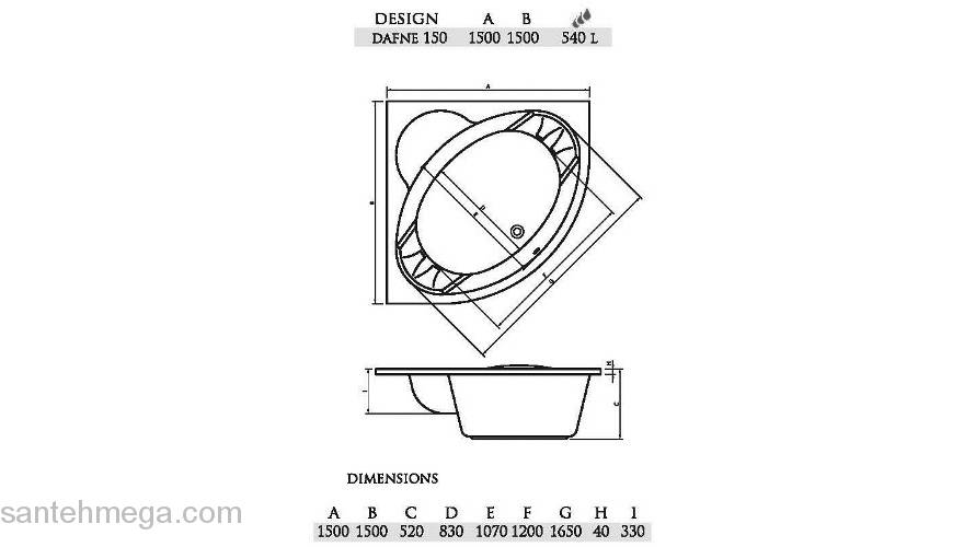Ванна VAYER Kaliope 150х150. Фото
