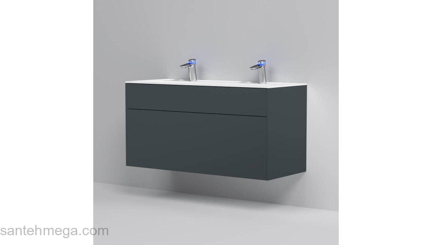 База под раковину подвесная 120 см, 3 ящика, графит матовый AM.PM Inspire 2.0 M50AFHX1203GM. Фото