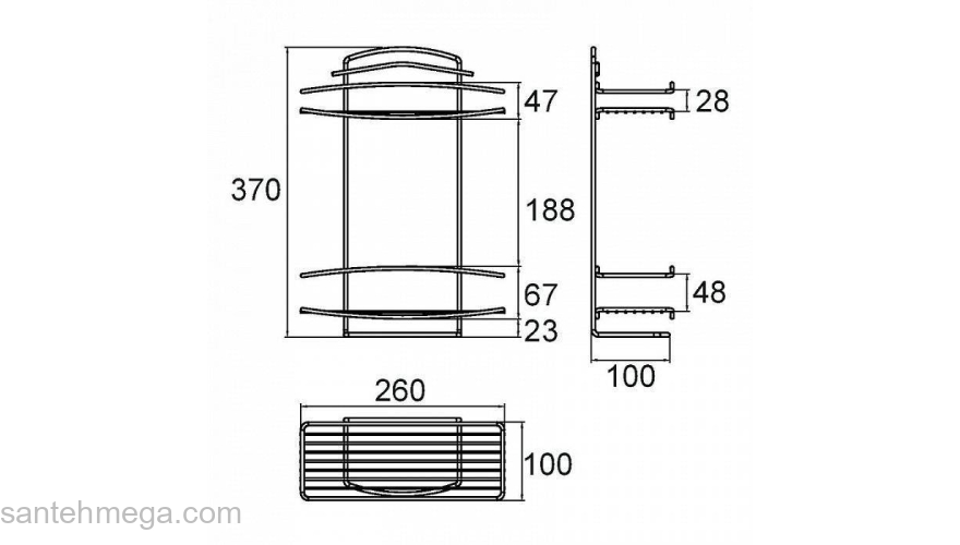 Полка двухъярусная прямая проволока стальная 12 Milardo 212W020M44 для ванной комнаты. Фото
