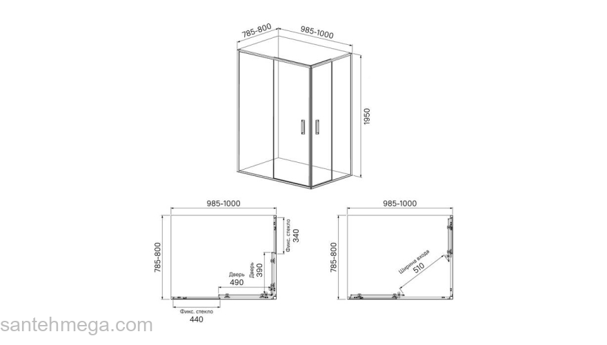 Душевой угол 100х80х195 Zodiac IDDIS ZOD6CS8i23. Фото