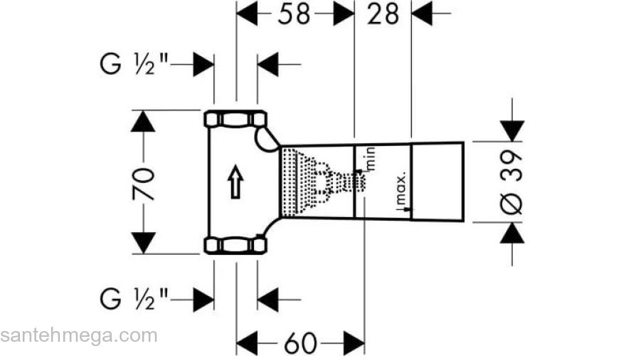 Скрытая часть запорного вентиля Hansgrohe 15973180 (шпиндельная) 1/2. Фото