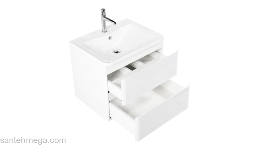 Тумба под раковину подвесная BELBAGNO ALBANO-600-2C-SO-BL Bianco Lucido. Фото