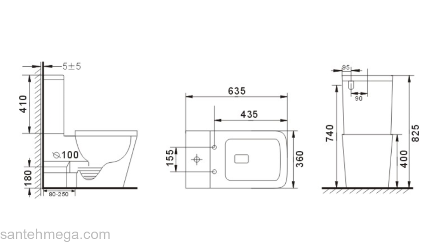 Унитаз напольный безободковый GID Tr2170BL черный глянцевый. Фото