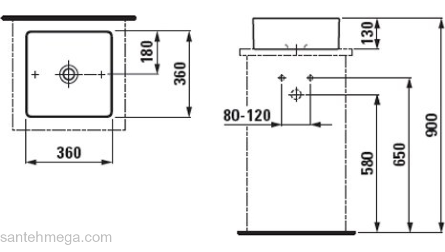 Раковина накладная LAUFEN Living Square 36х36 8.1143.3.000.112.1. Фото