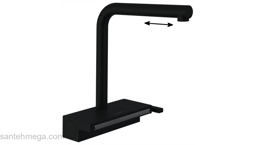 Кухонный смеситель Hansgrohe Aquno Select M81 однорычажный, 250, с вытяжным душем, 2jet, sBox 73830670, матовый черный. Фото