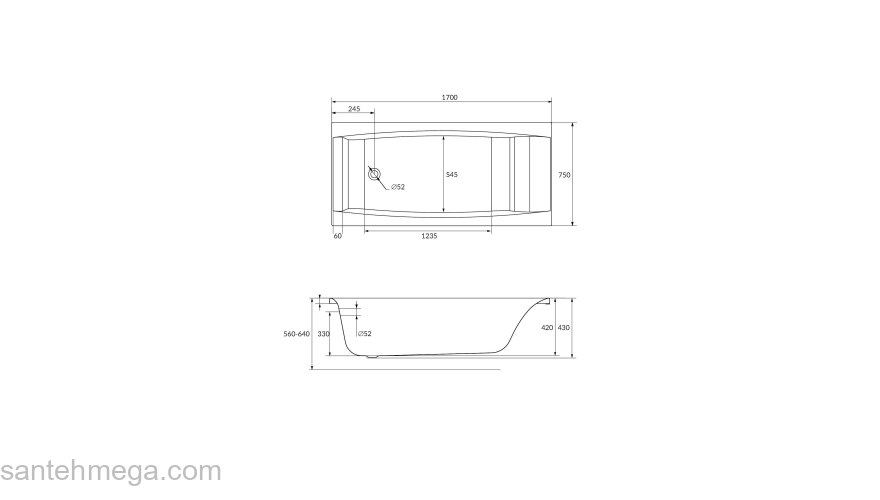 CERSANIT Акриловая ванна VIRGO 170 WP-VIRGO*170. Фото