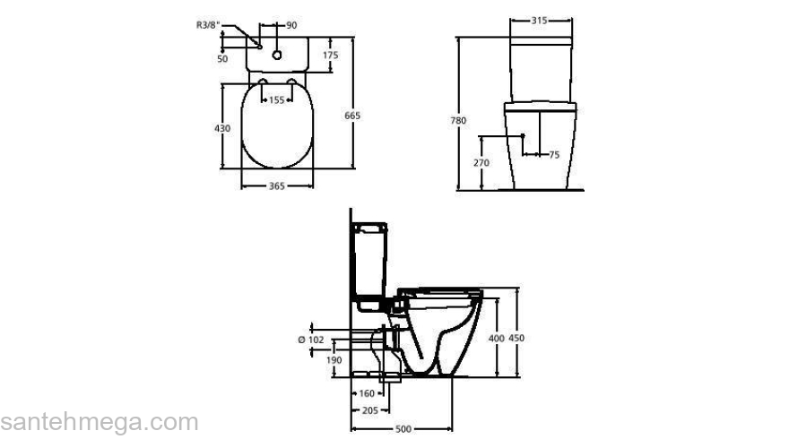 Унитаз напольный IDEAL STANDARD CONNECT Arc/Cube E803601. Фото
