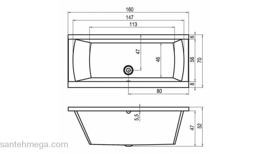 Ванна акриловая RIHO Julia 160х70 BA71005. Фото