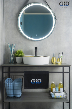 Раковина накладная GID D1306h011 44х44 53314 Белый / Золото. Фото