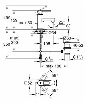 Смеситель для раковины GROHE Quadra 32631000. Фото
