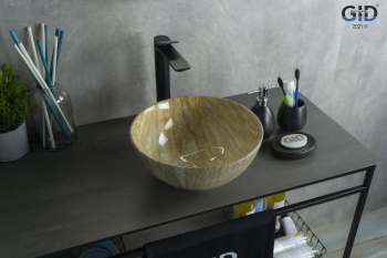 Раковина накладная GID Mnc488 32х32 54436 Под камень. Глянцевый. Фото