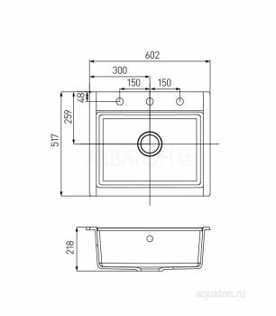 Мойка для кухни Акватон Делия 60 прямоугольная серая 1A715232LD230. Фото