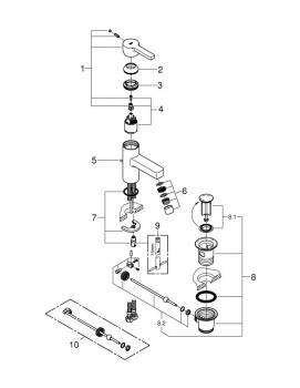 Смеситель для раковины GROHE Lineare 32114000. Фото