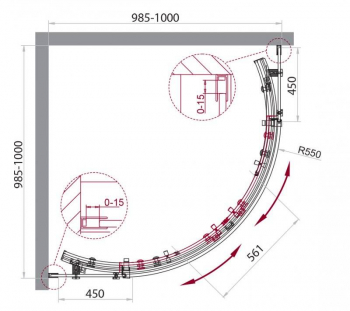 Душевой уголок BELBAGNO ACQUA-R-2-100-C-NERO. Фото