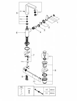 Смеситель для раковины GROHE Veris 32184000. Фото