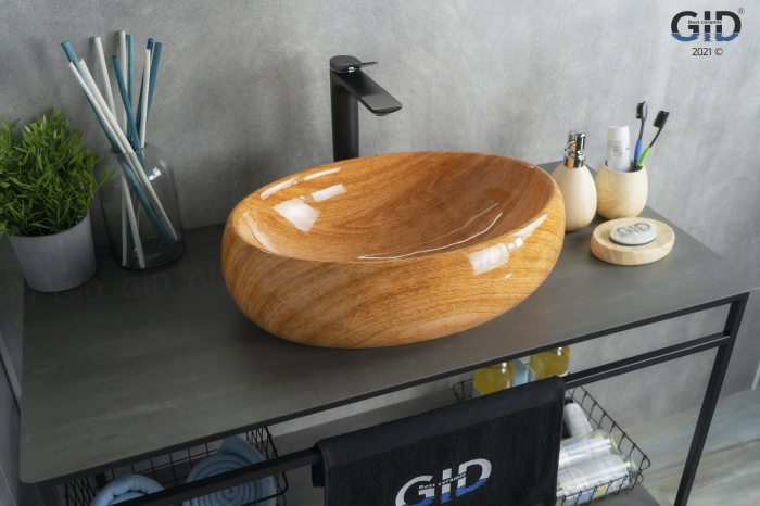 Раковина накладная GID Mnc578 48х34 54454 Под камень. Глянцевый. Фото