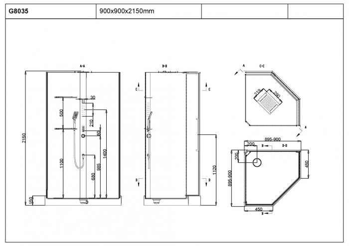 Душевая кабина BLACK&WHITE G8035. Фото