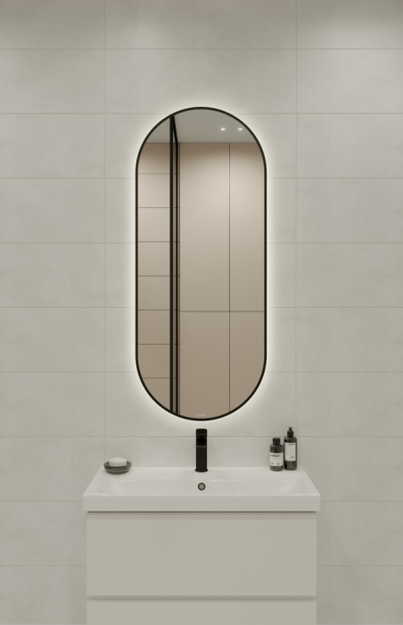 Зеркало CERSANIT Eclipse Smart 50х122 в черной рамке A64151. Фото