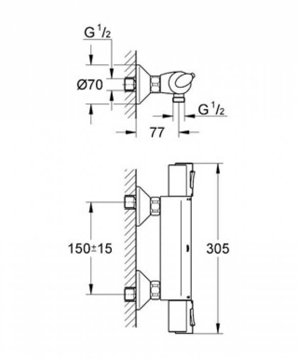 Термостат для душа GROHE Grohtherm 1000 34143000. Фото