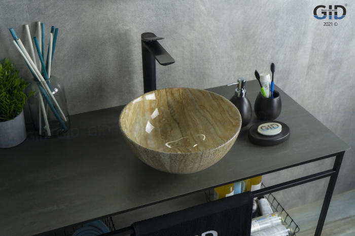 Раковина накладная GID Mnc488 32х32 54436 Под камень. Глянцевый. Фото