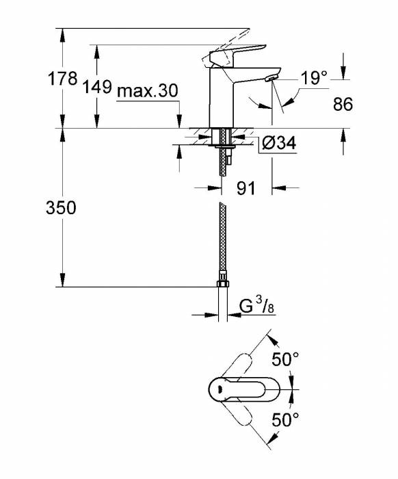 GROHE 23168000 BauEdge Смеситель для раковины. Фото