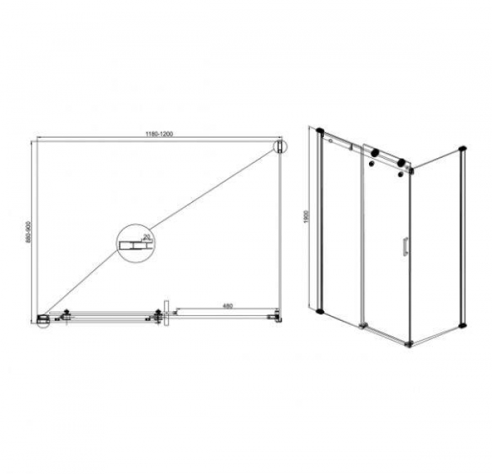 Душевой угол SOLE Open 120х90. Фото