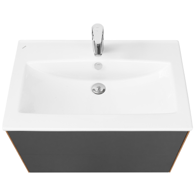 Тумба под раковину подвесная AQUATON Сохо 75 Графит Софт/Дуб Веллингтон 1A258101AJA00. Фото