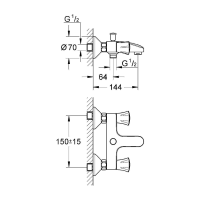 Смеситель для ванны GROHE Costa 25450001. Фото
