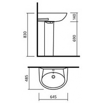 Раковина подвесная SANITA LUXE Classic 65х48 CLCSLWB01. Фото